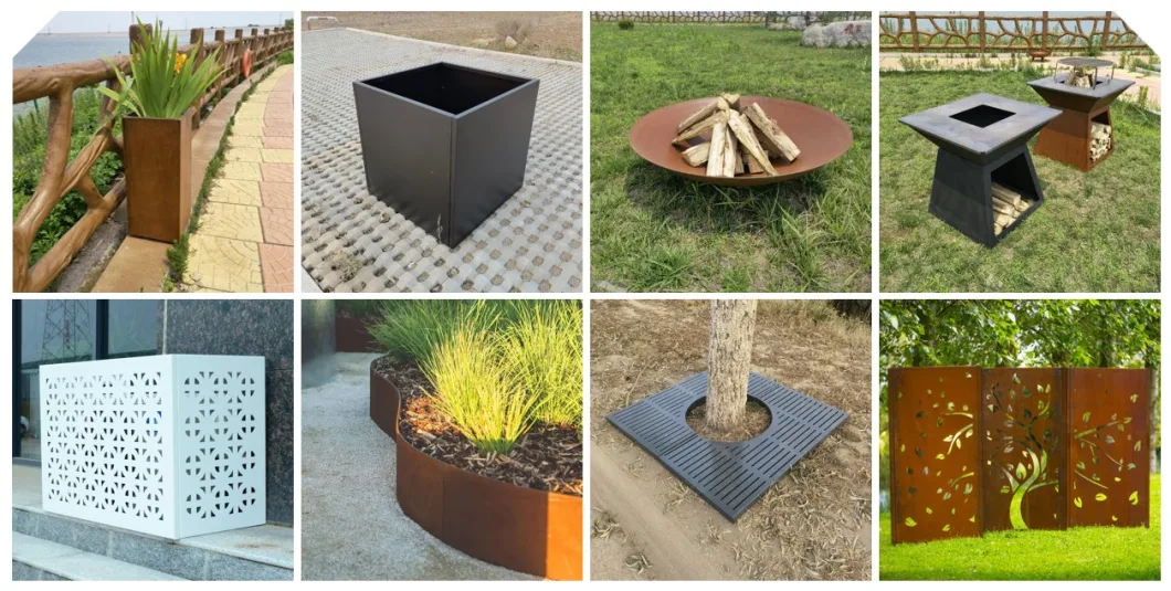 Rectangular Metal Corten Steel Rusty Garden Decoration Nursery Planter