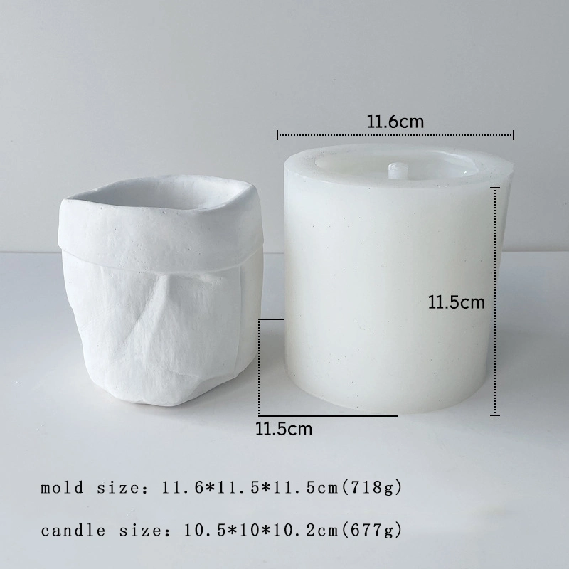 Scandinavian Creative Imitation Paper Bag Painted Plaster Concrete Flower Pot Silicone Mould