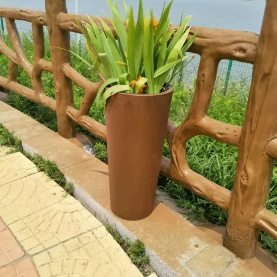 Plantador redondo do metal do berçário da flor da decoração do jardim do aço de Corten/plantador por atacado da fábrica