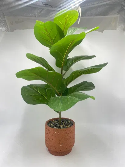 Pote de grãos vertical preto de cimento com planta artificial imitação de planta em vaso decoração de mesa